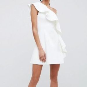 ASOS DESIGN one shoulder ruffle a-line mini dress